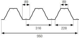 Technické parametry trapézového plechu T135-950