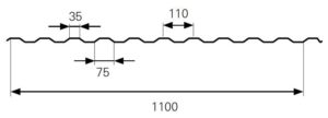Znázornění průřezu pro trapézový plech T14-1100