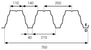 Technické parametry trapézového plechu T160-750