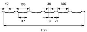 Znázornění průřezu pro trapézový plech T18-1125